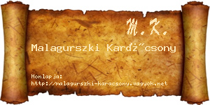Malagurszki Karácsony névjegykártya